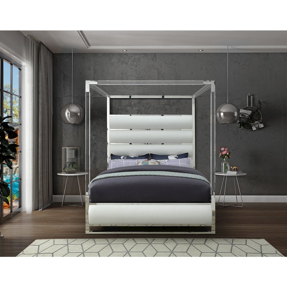 Encore White Vegan Leather King Bed. Picture 3