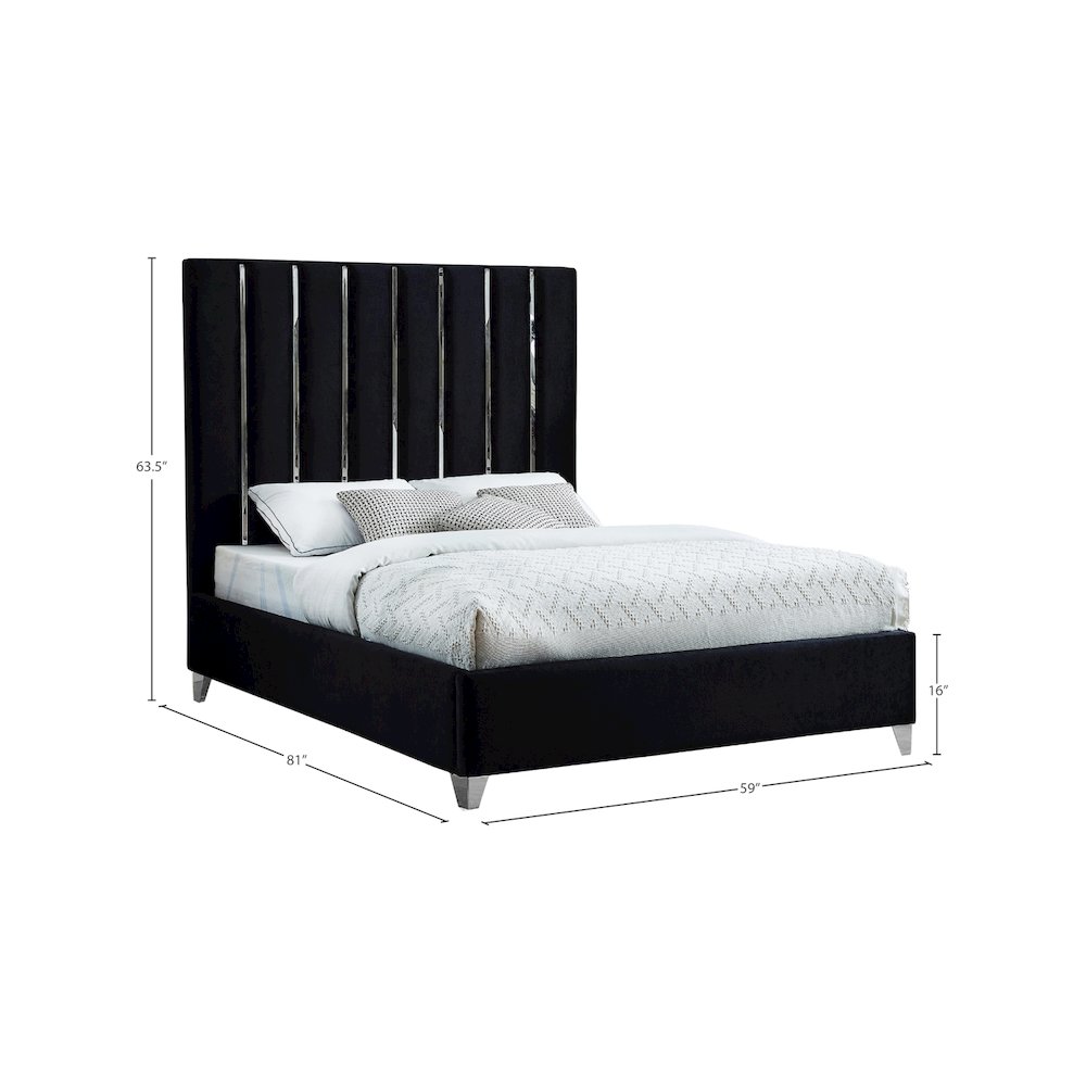 Enzo Black Velvet Full Bed. Picture 5