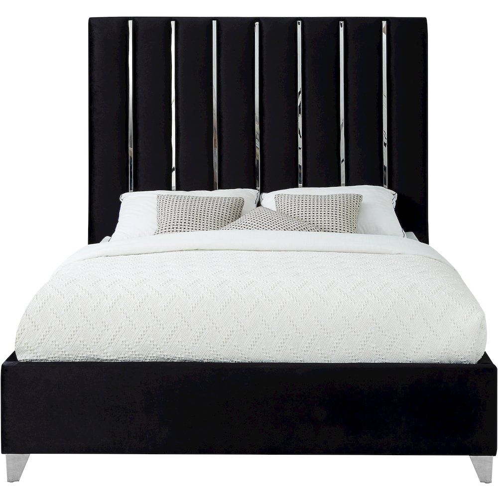 Enzo Black Velvet Full Bed. Picture 2