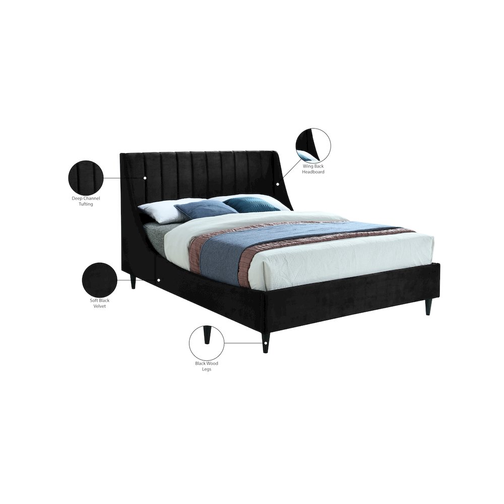 Eva Black Velvet Full Bed. Picture 8