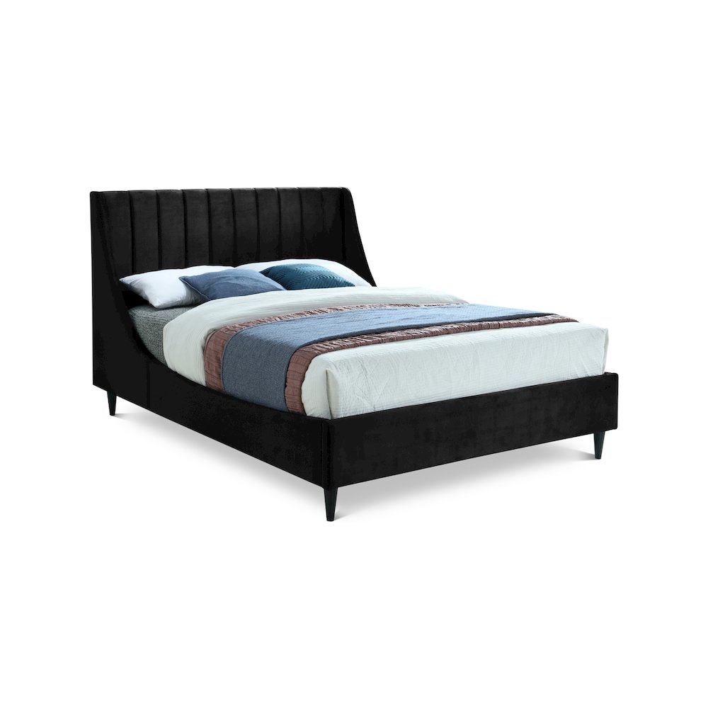 Eva Black Velvet Full Bed. Picture 1