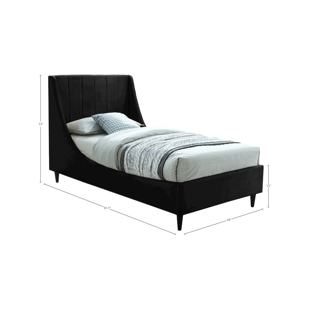 Eva Black Velvet Twin Bed. Picture 7