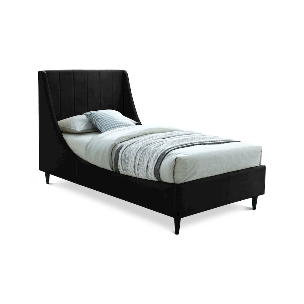 Eva Black Velvet Twin Bed. Picture 1