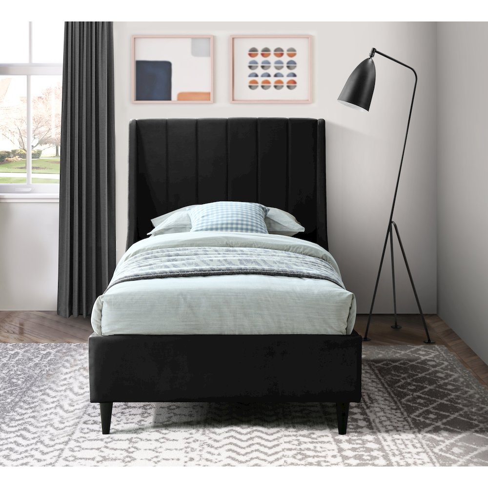 Eva Black Velvet Twin Bed. Picture 3