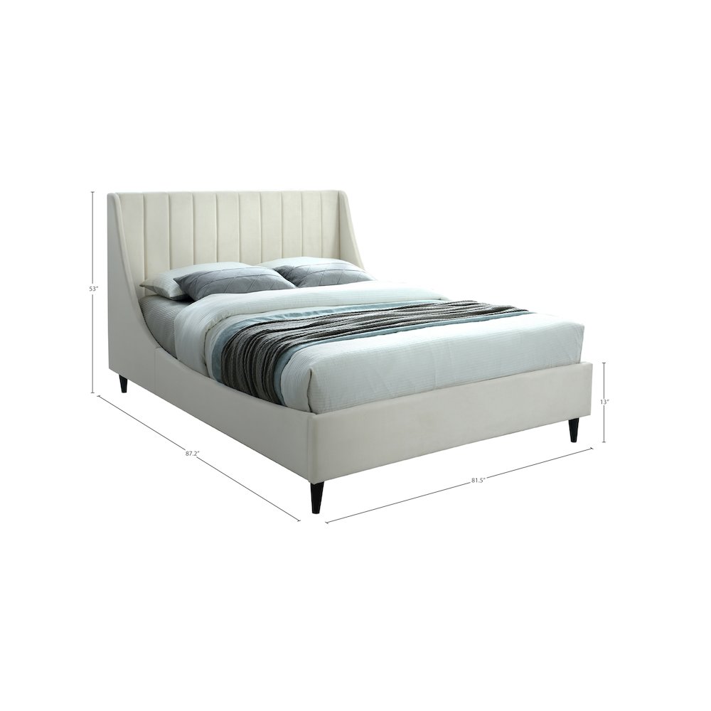 Eva Cream Velvet King Bed. Picture 7