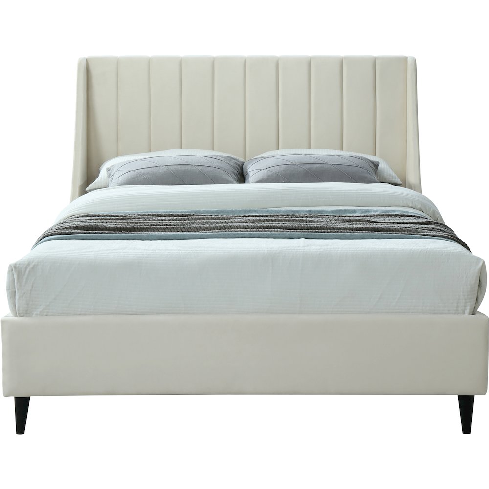 Eva Cream Velvet King Bed. Picture 2