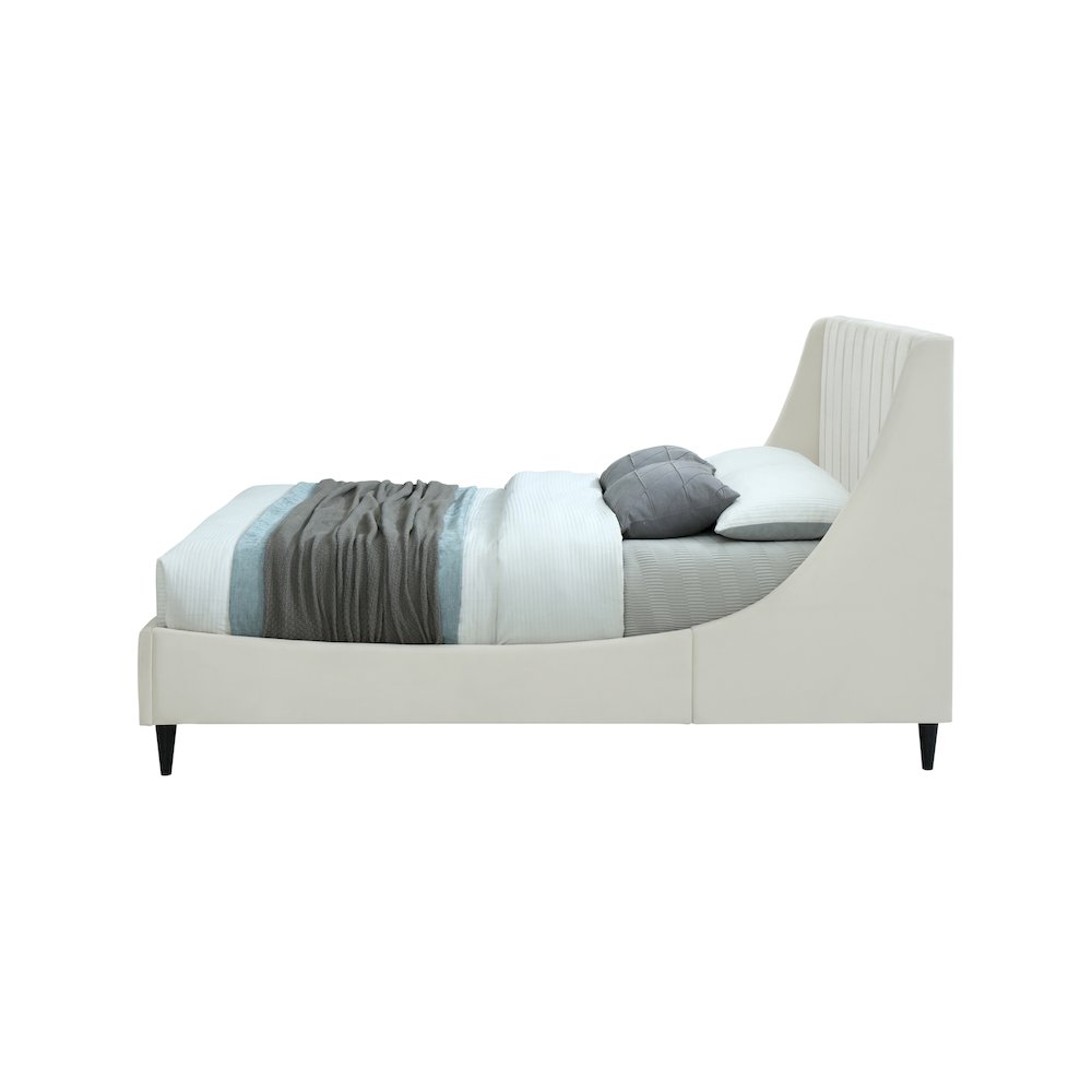 Eva Cream Velvet King Bed. Picture 4