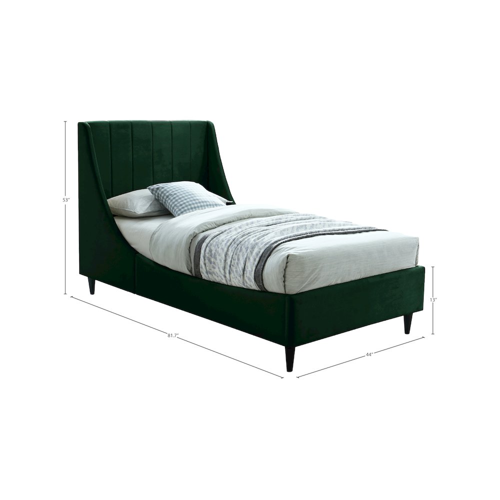 Eva Green Velvet Twin Bed. Picture 7