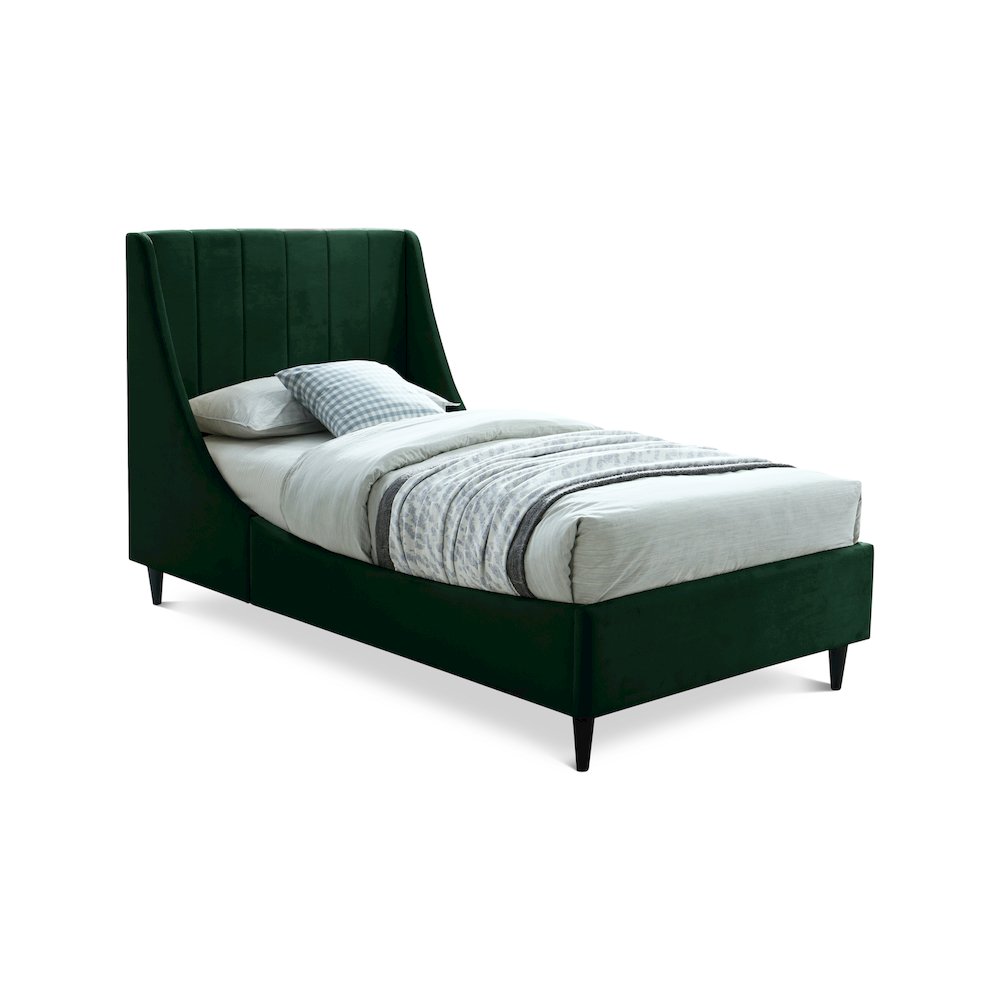 Eva Green Velvet Twin Bed. Picture 1