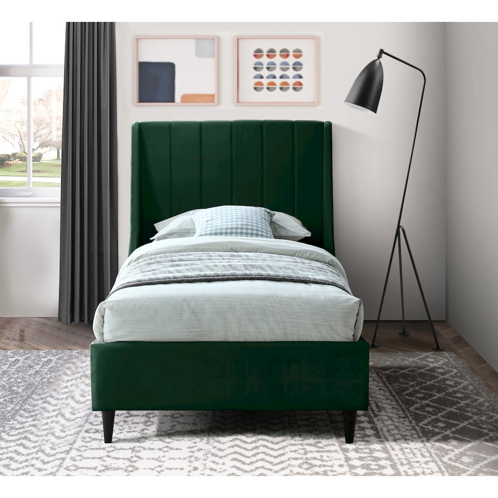 Eva Green Velvet Twin Bed. Picture 3
