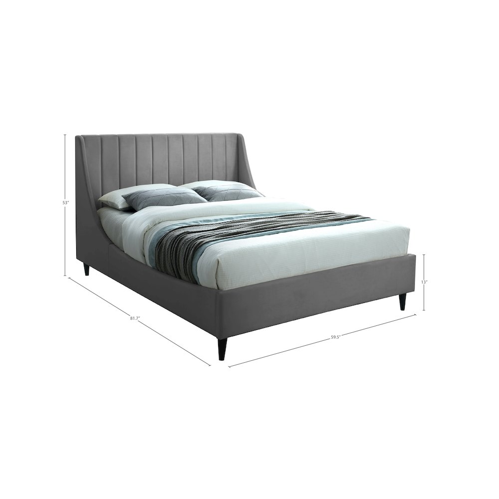 Eva Grey Velvet Full Bed. Picture 7