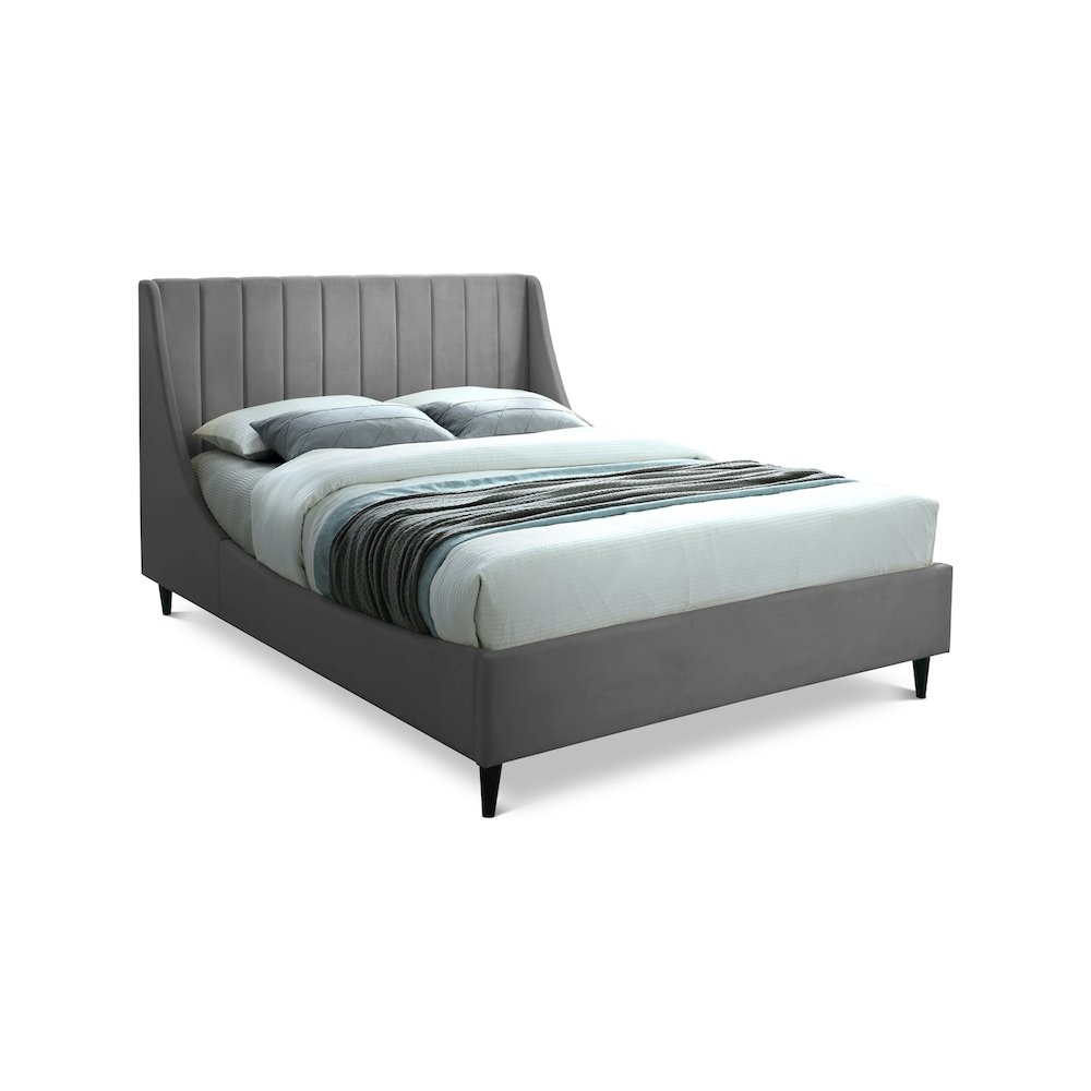 Eva Grey Velvet Full Bed. Picture 1