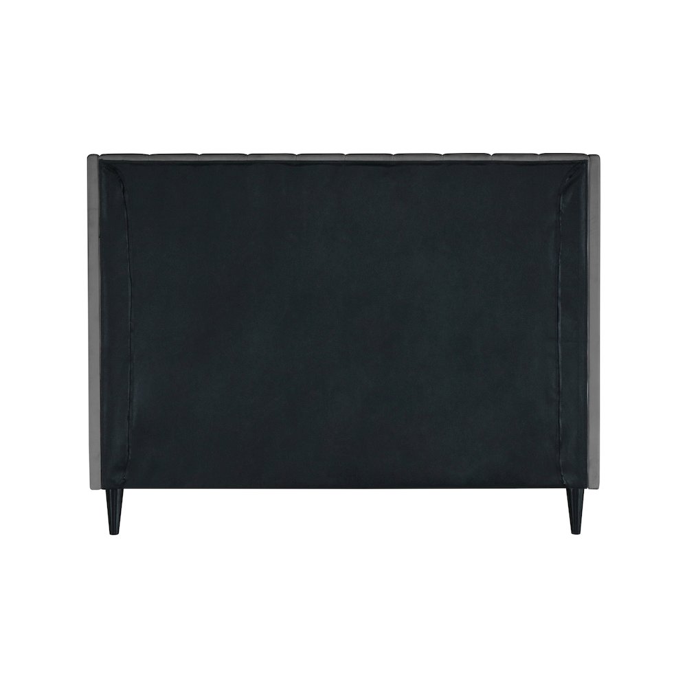 Eva Grey Velvet Full Bed. Picture 5