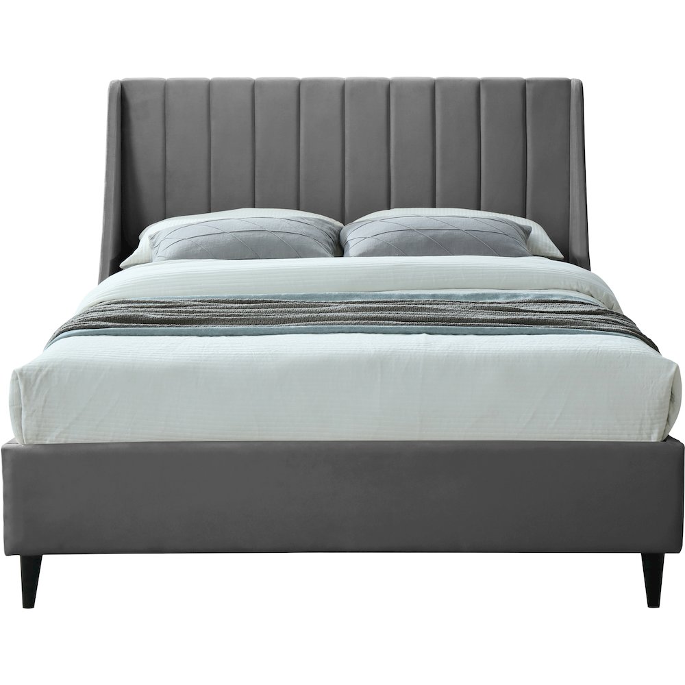 Eva Grey Velvet Queen Bed. Picture 2