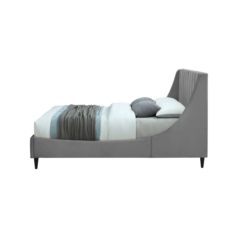 Eva Grey Velvet Queen Bed. Picture 4