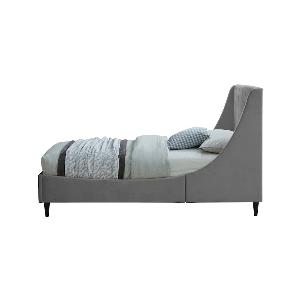 Eva Grey Velvet Twin Bed. Picture 4