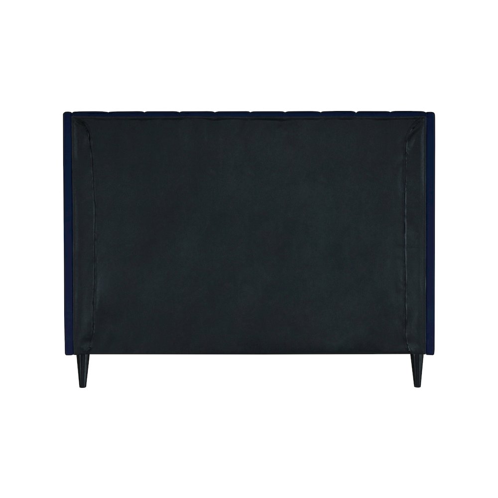 Eva Navy Velvet Queen Bed. Picture 5