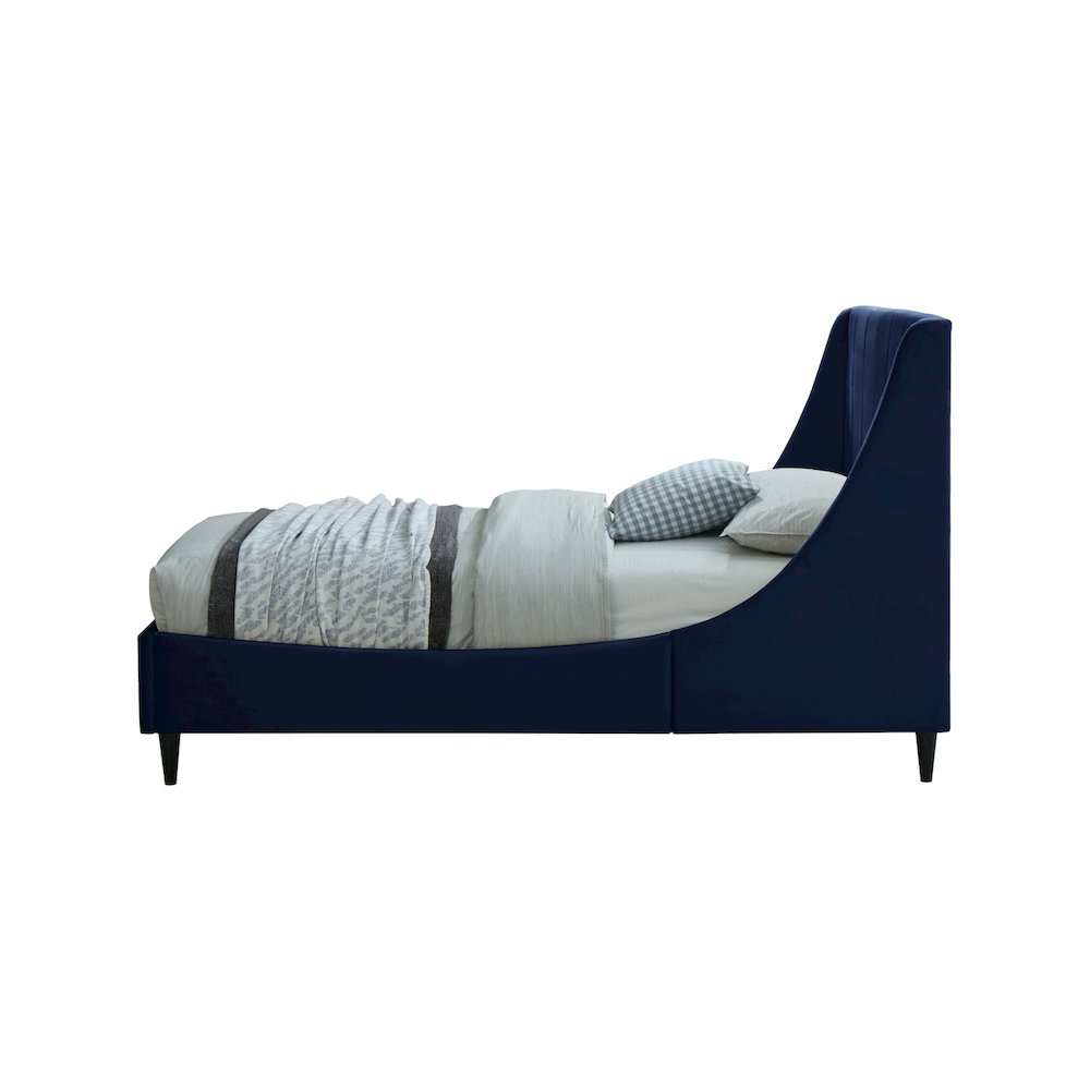 Eva Navy Velvet Twin Bed. Picture 4