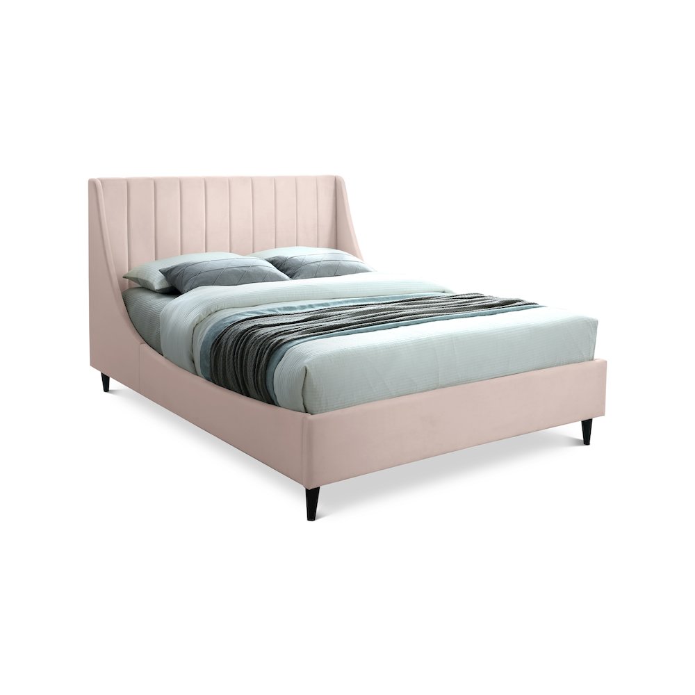Eva Pink Velvet Full Bed. Picture 1