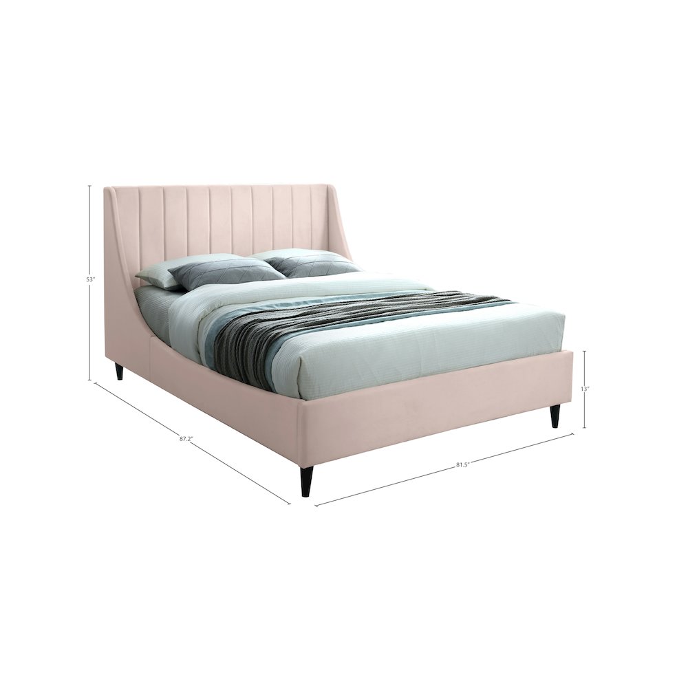 Eva Pink Velvet King Bed. Picture 7