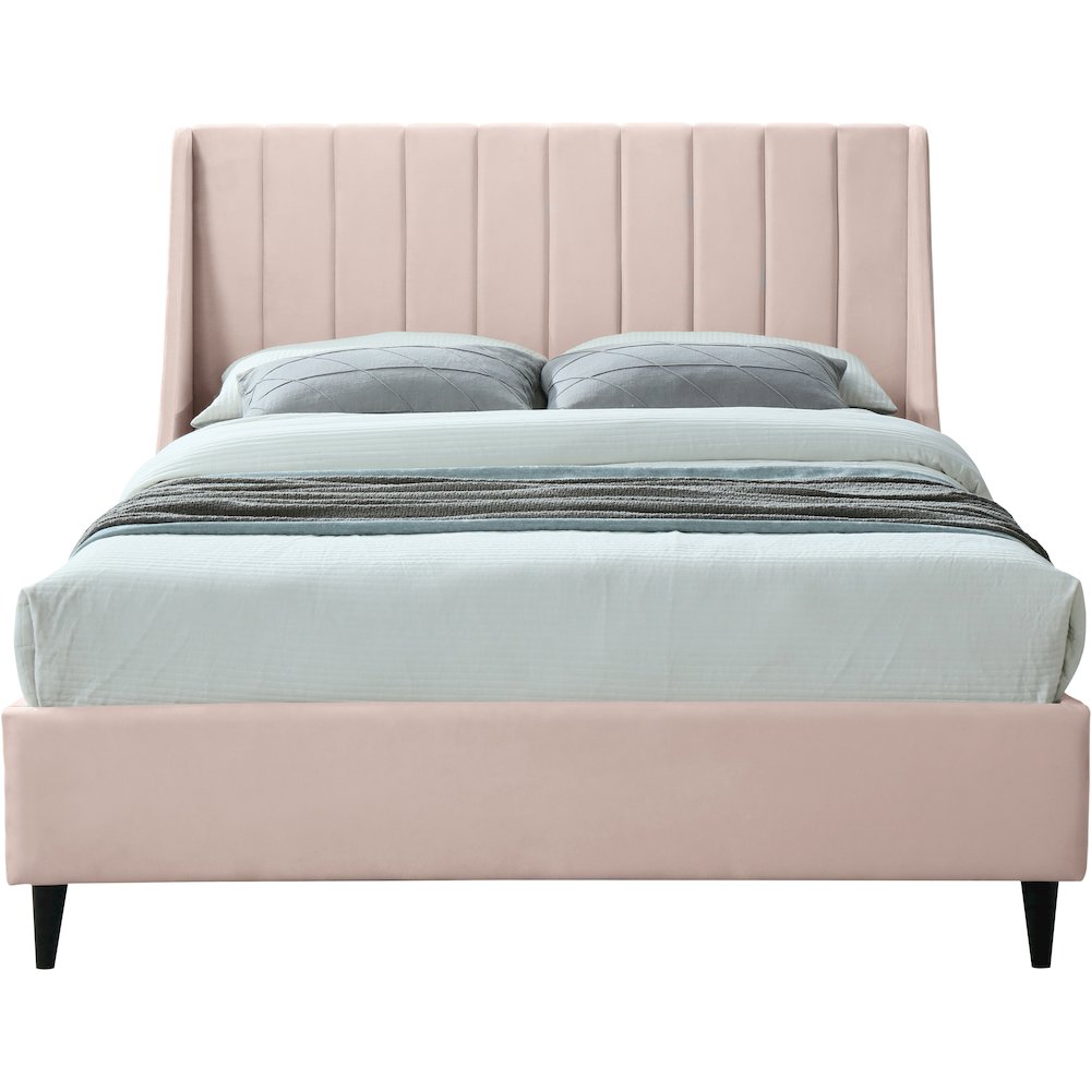Eva Pink Velvet King Bed. Picture 2