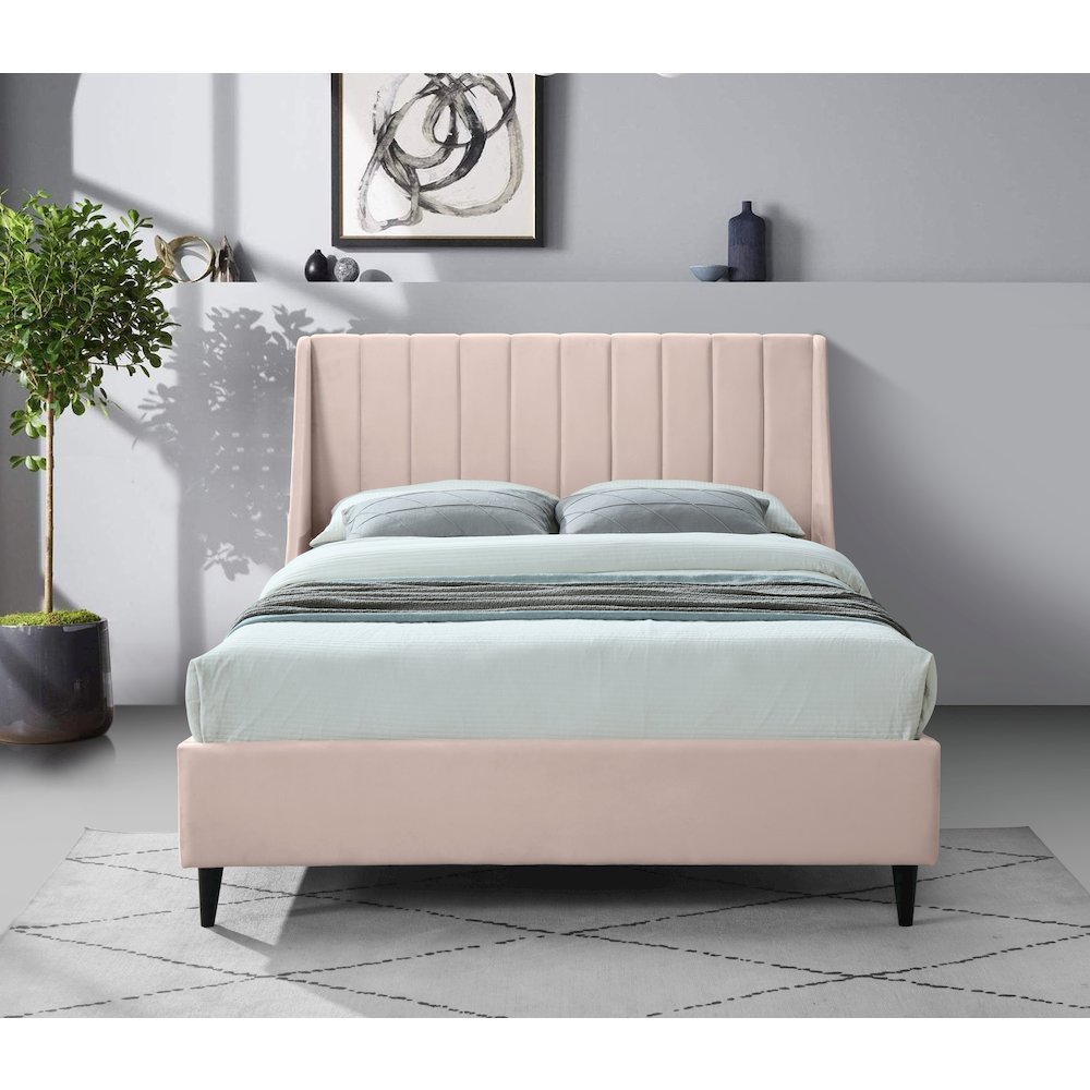 Eva Pink Velvet King Bed. Picture 3