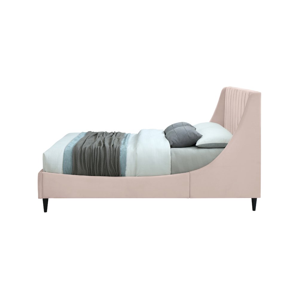 Eva Pink Velvet King Bed. Picture 4