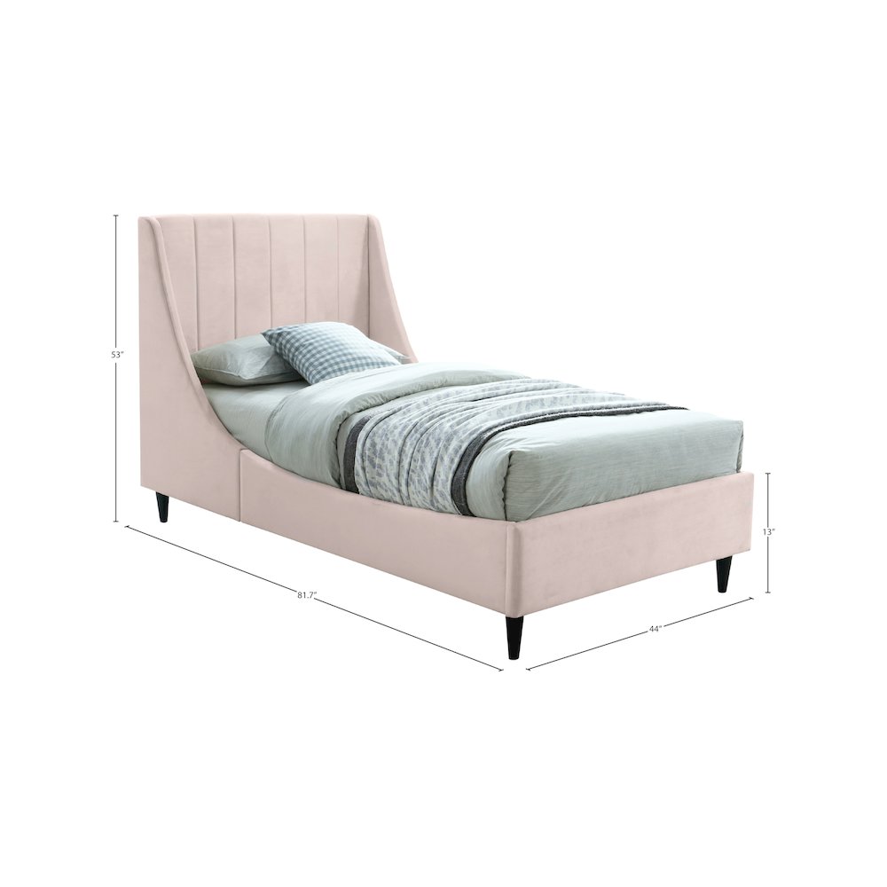 Eva Pink Velvet Twin Bed. Picture 7