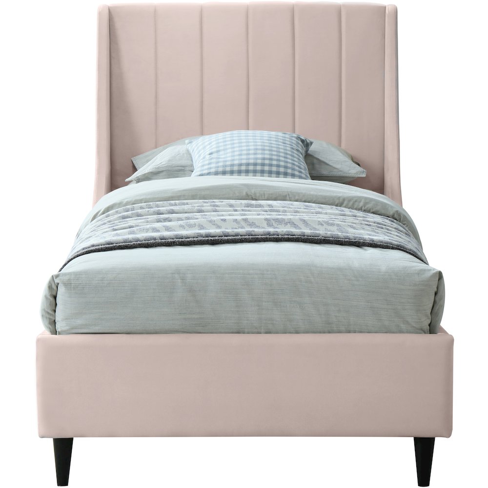 Eva Pink Velvet Twin Bed. Picture 2