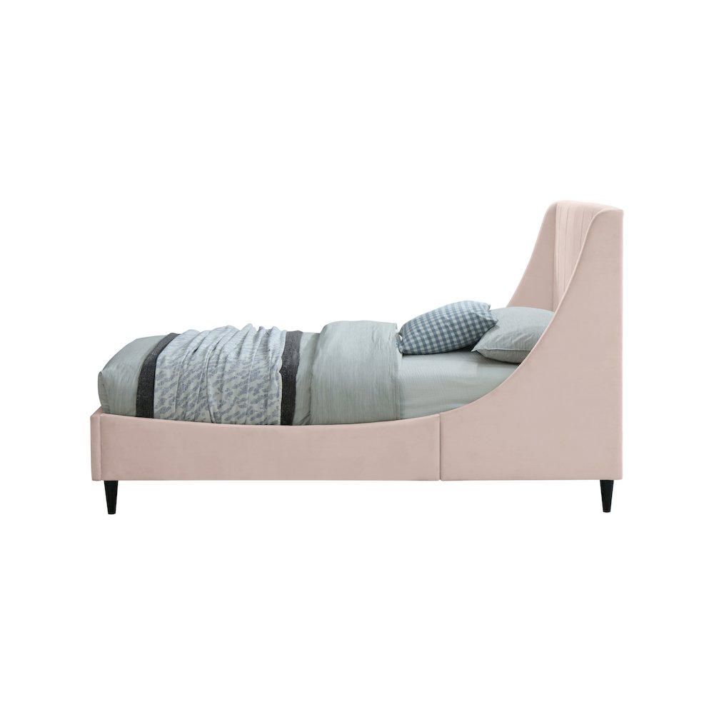 Eva Pink Velvet Twin Bed. Picture 4