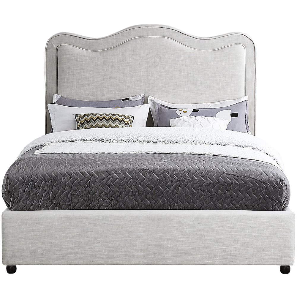 Felix Cream Linen Textured Fabric King Bed. Picture 2