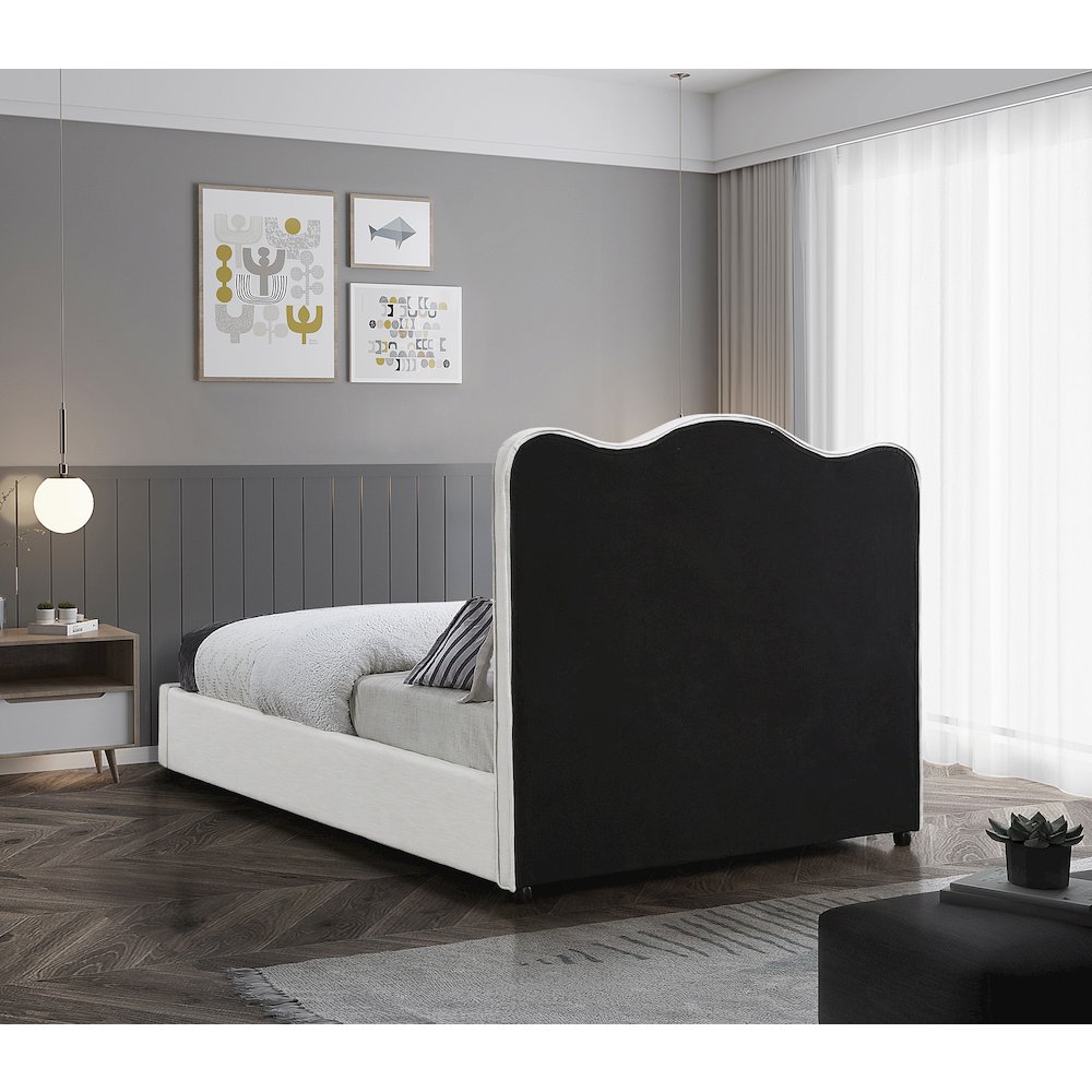 Felix Cream Linen Textured Fabric King Bed. Picture 5
