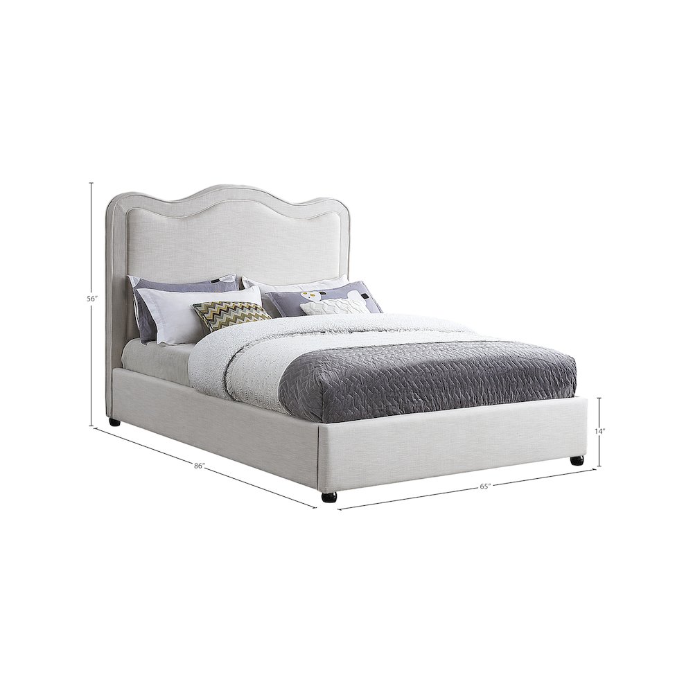 Felix Cream Linen Textured Fabric Queen Bed. Picture 7