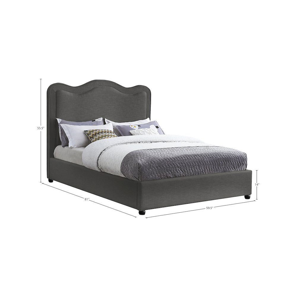 Felix Grey Linen Textured Fabric Full Bed. Picture 7