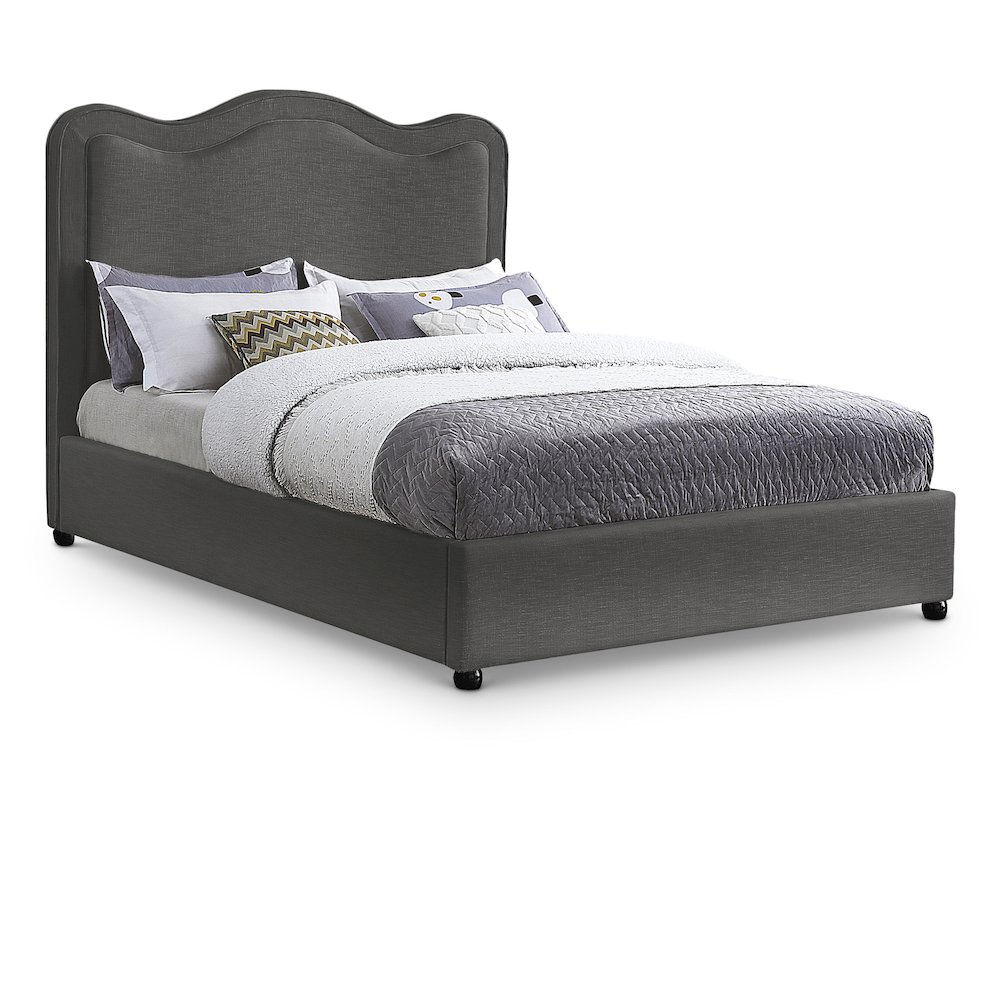 Felix Grey Linen Textured Fabric Full Bed. Picture 1