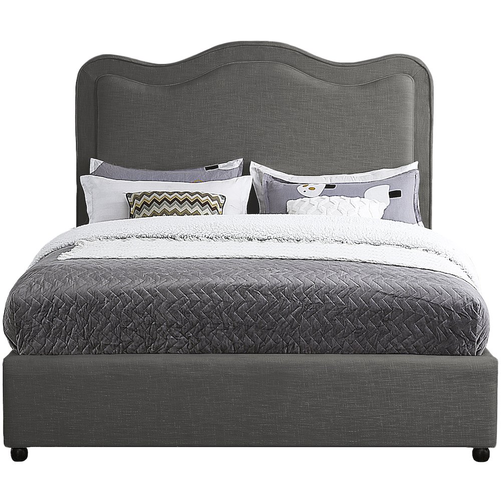 Felix Grey Linen Textured Fabric Full Bed. Picture 2