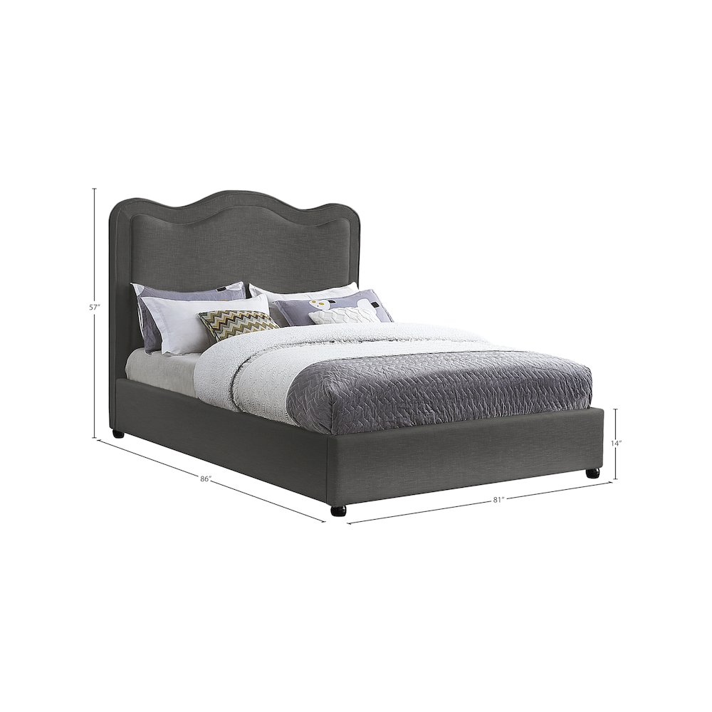 Felix Grey Linen Textured Fabric King Bed. Picture 7