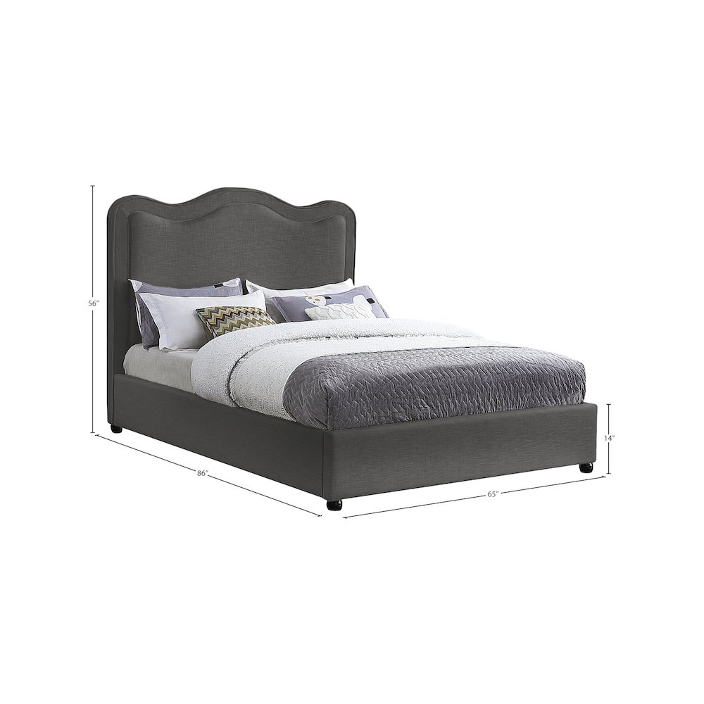 Felix Grey Linen Textured Fabric Queen Bed. Picture 7