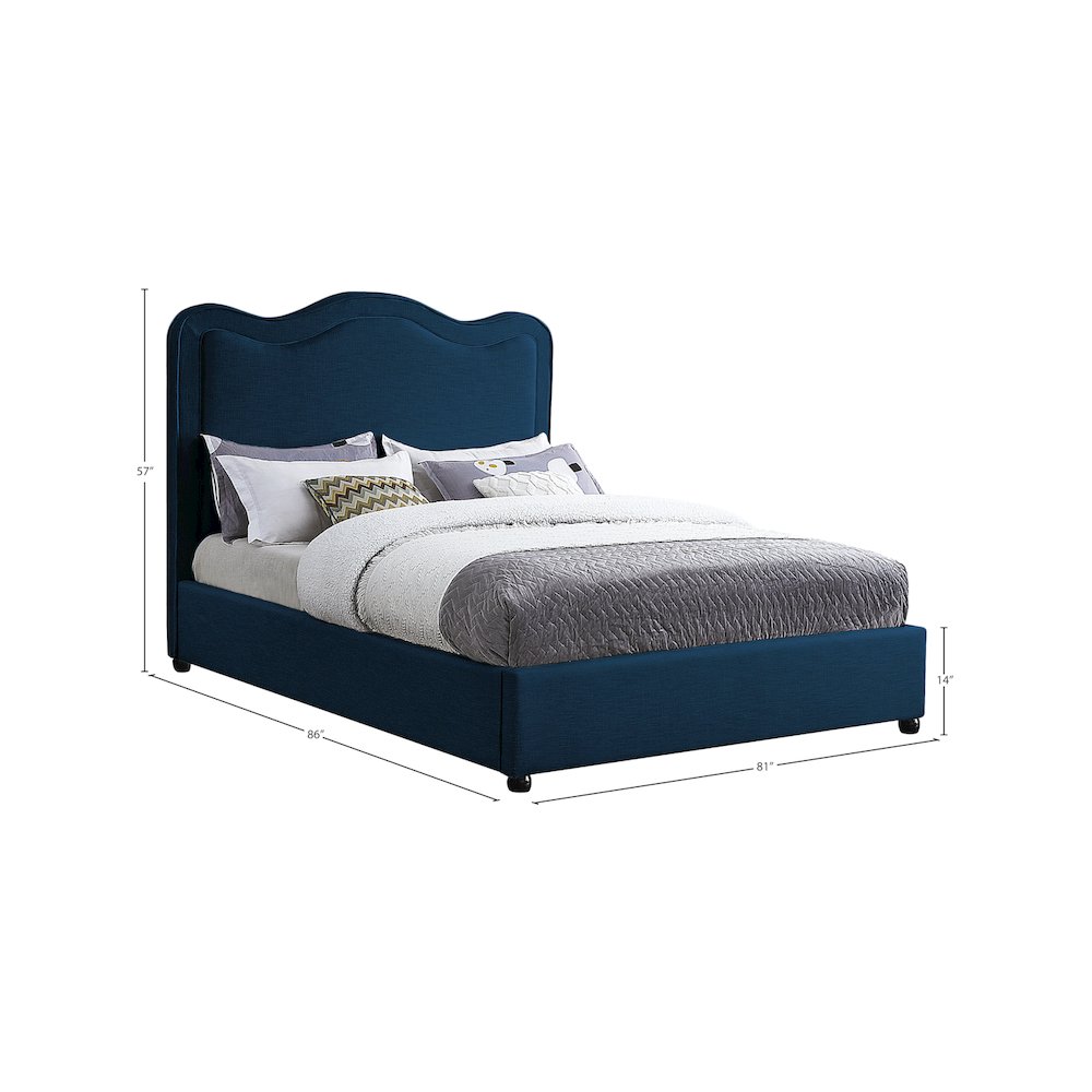 Felix Navy Linen Textured Fabric King Bed. Picture 7