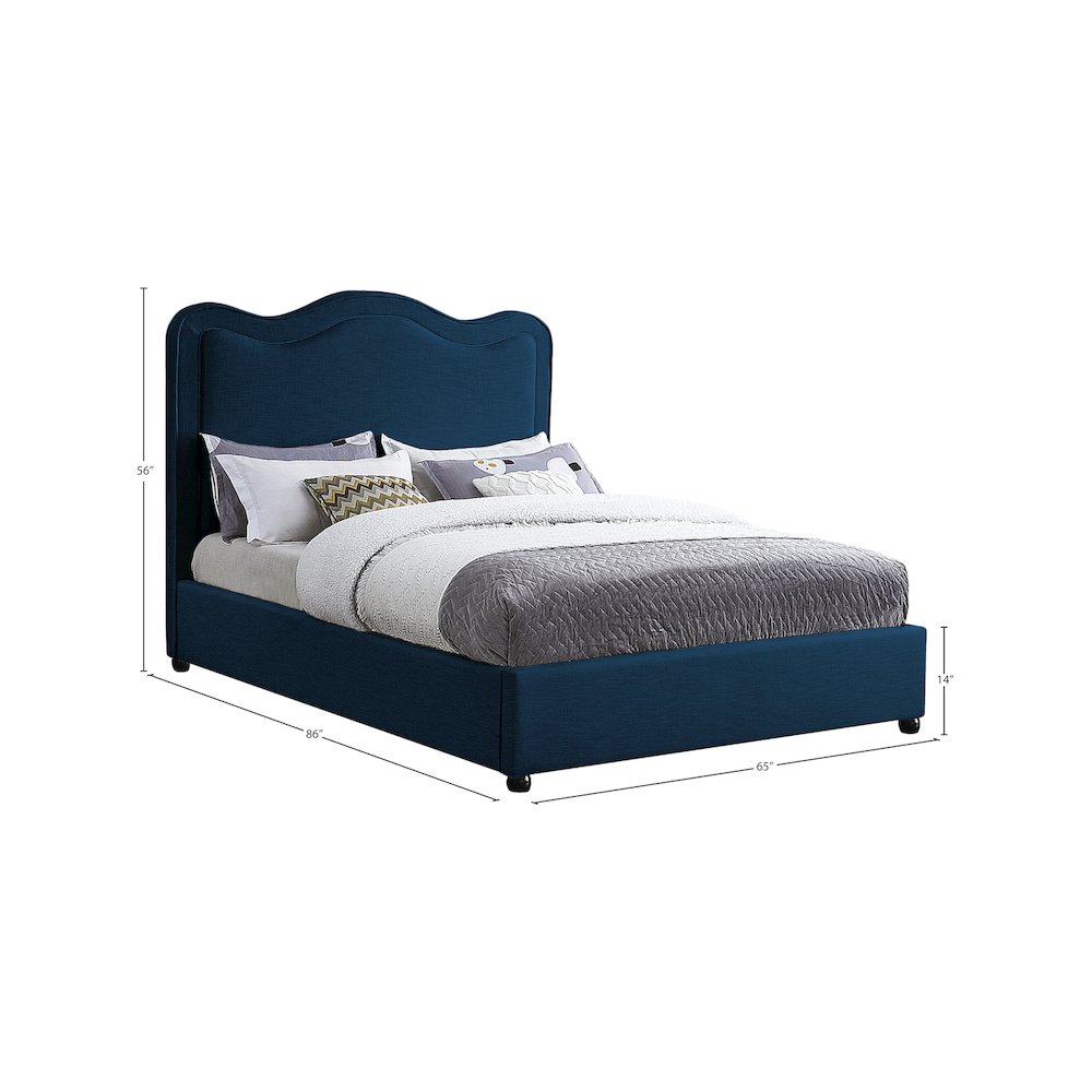 Felix Navy Linen Textured Fabric Queen Bed. Picture 7