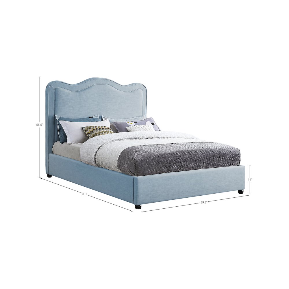 Felix Light Blue Linen Textured Fabric Full Bed. Picture 7