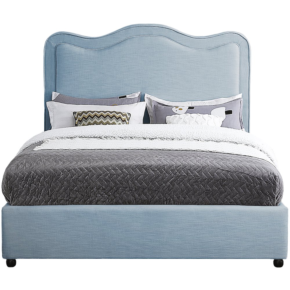 Felix Light Blue Linen Textured Fabric Full Bed. Picture 2