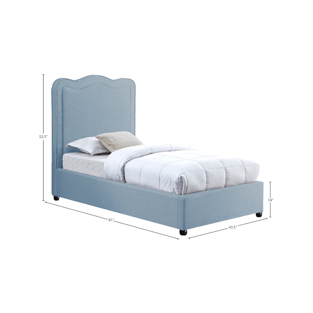Felix Light Blue Linen Textured Fabric Twin Bed. Picture 7
