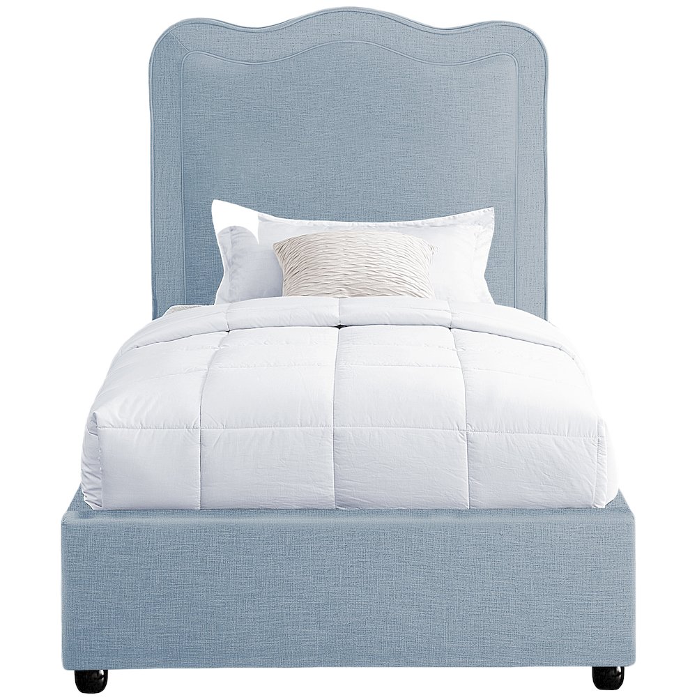 Felix Light Blue Linen Textured Fabric Twin Bed. Picture 2