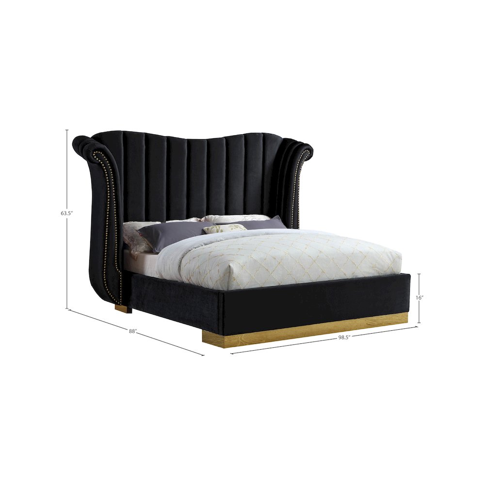 Flora Black Velvet King Bed. Picture 3