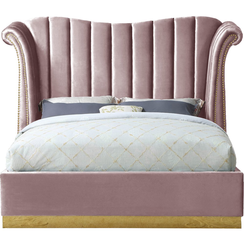 Flora Pink Velvet King Bed. Picture 2