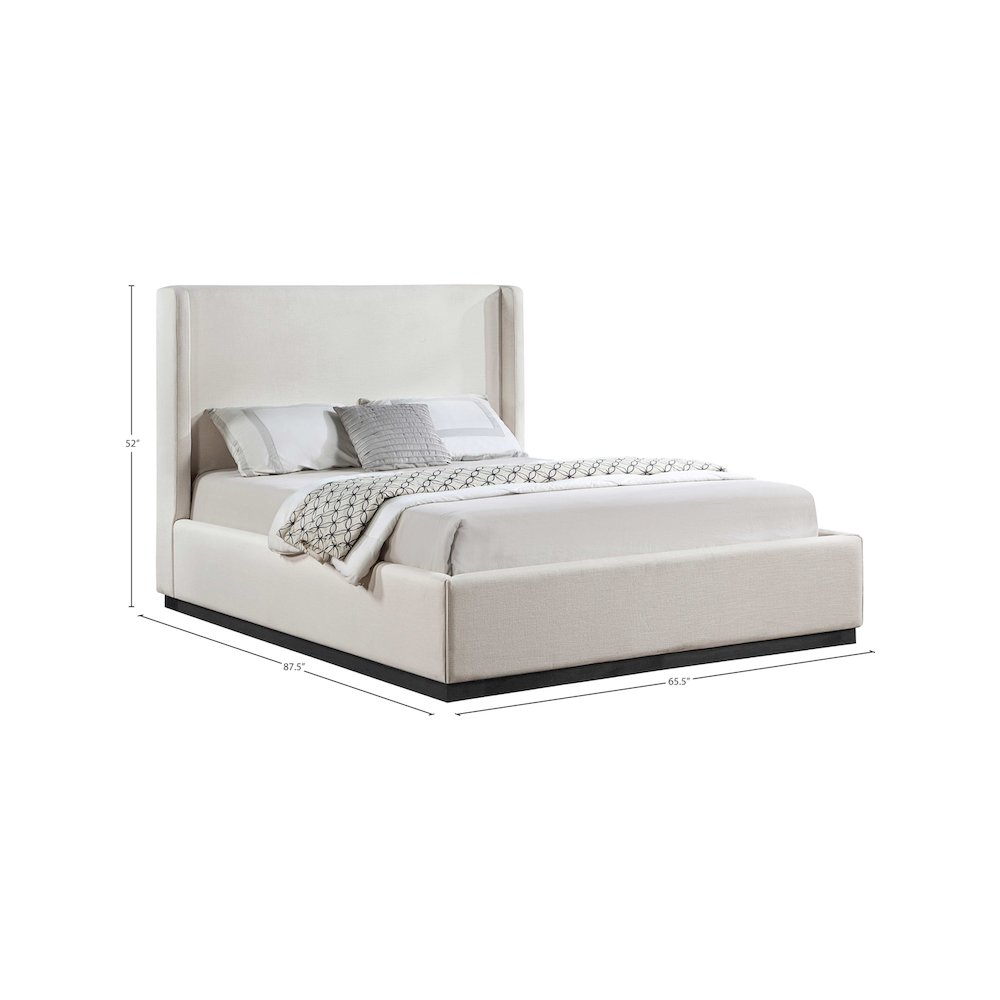 Flynn Beige Linen Textured Fabric Queen Bed. Picture 7
