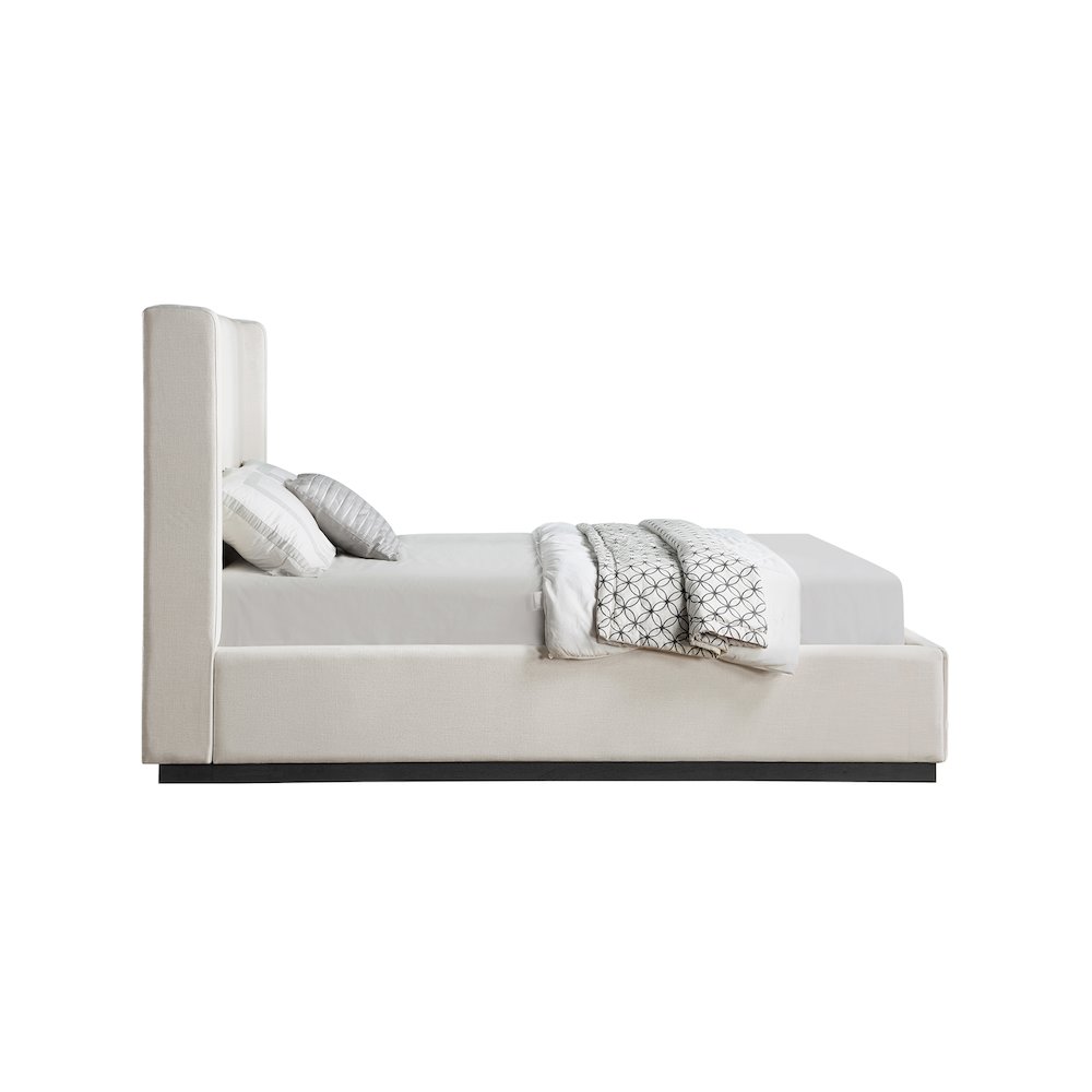 Flynn Beige Linen Textured Fabric Queen Bed. Picture 3