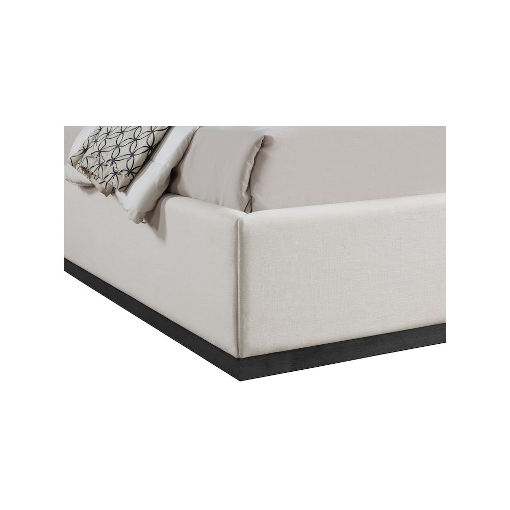 Flynn Beige Linen Textured Fabric Queen Bed. Picture 5