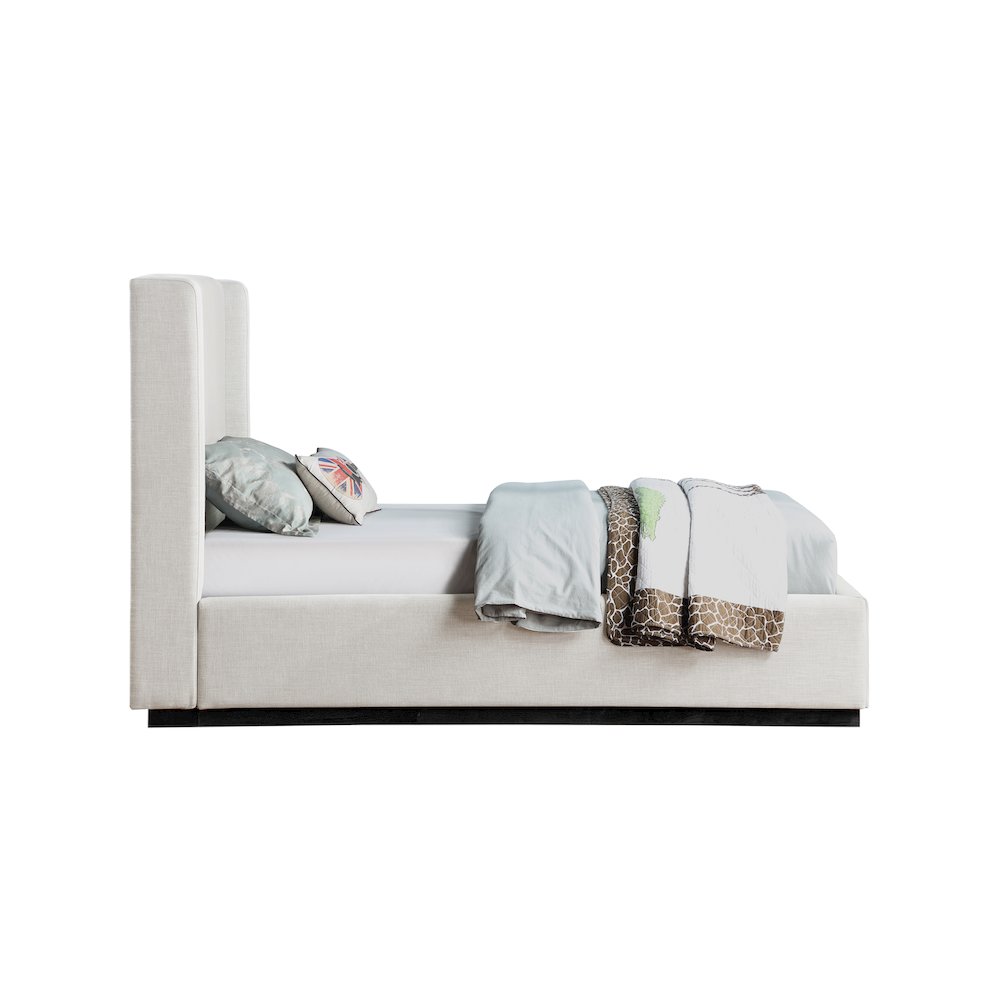 Flynn Beige Linen Textured Fabric Twin Bed. Picture 3